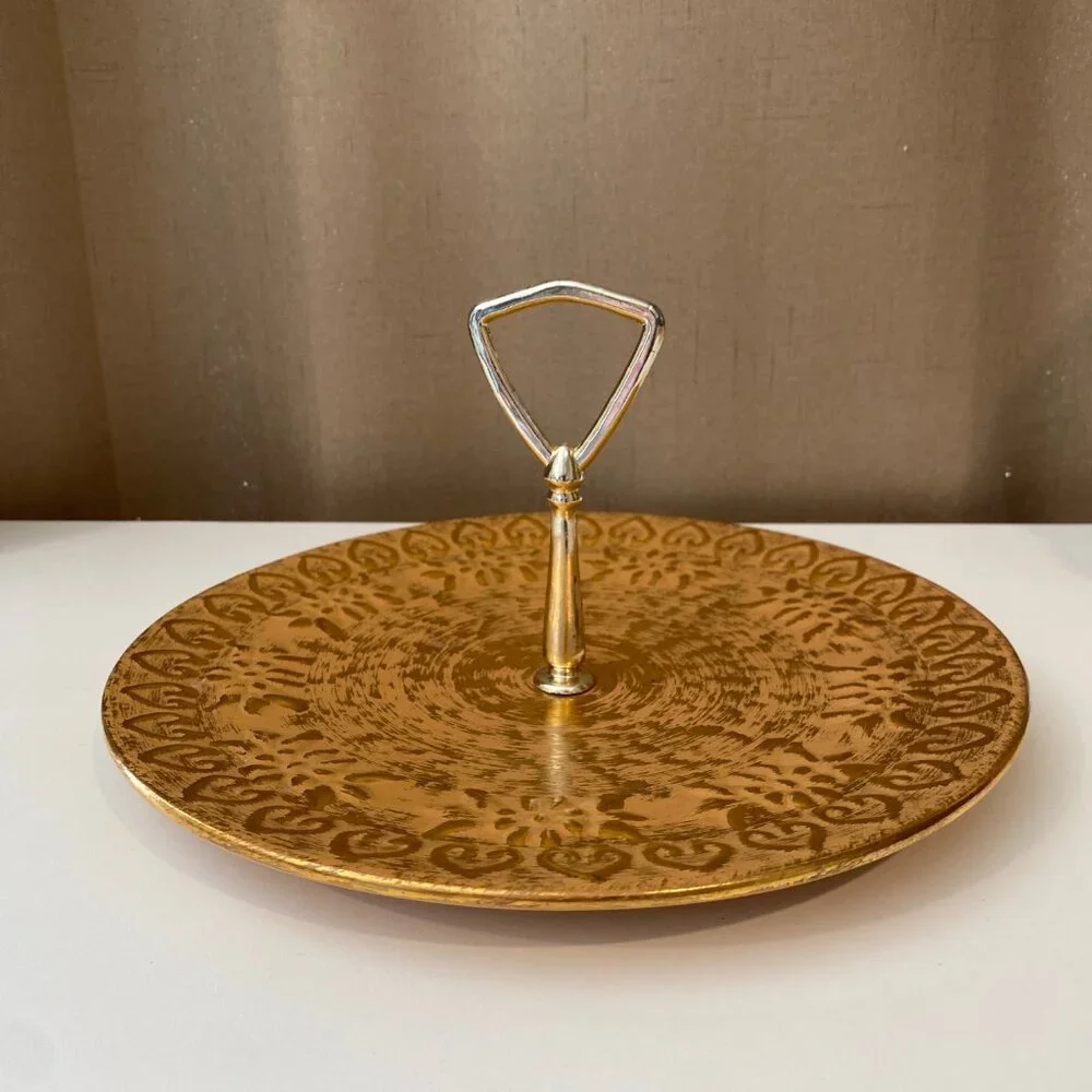 Vtg. Stangl Granada Gold Mid Century Hand Painted Serving Tray 10